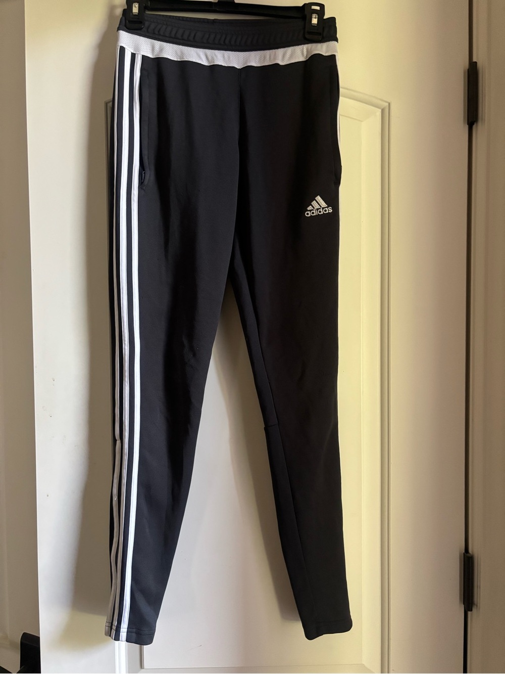 adidas Black Jogger Pants with White Side Stripes